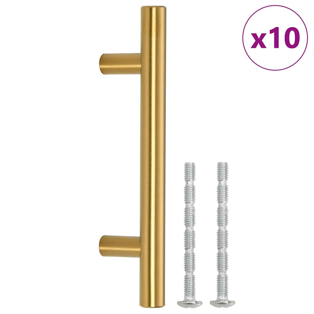 Möbelgriffe 10 Stk. Golden Lochabstand 64 mm Gesamtlänge 100 mm Edelstahl