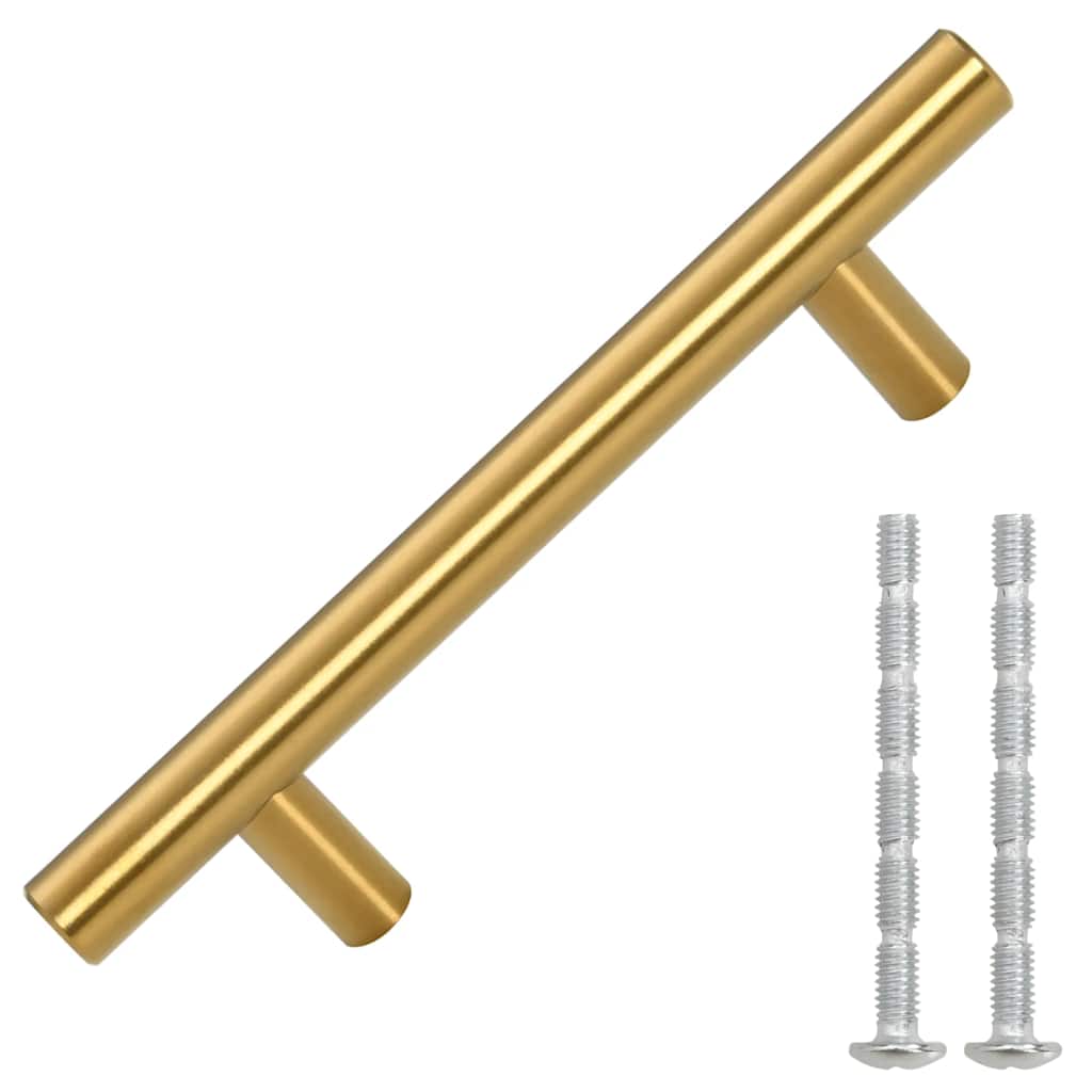 Möbelgriffe 10 Stk. Golden Lochabstand 64 mm Gesamtlänge 100 mm Edelstahl