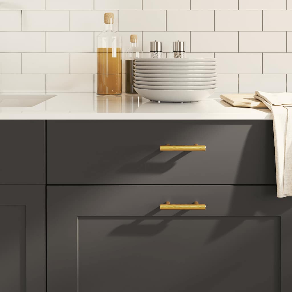Möbelgriffe 10 Stk. Golden Lochabstand 64 mm Gesamtlänge 100 mm Edelstahl