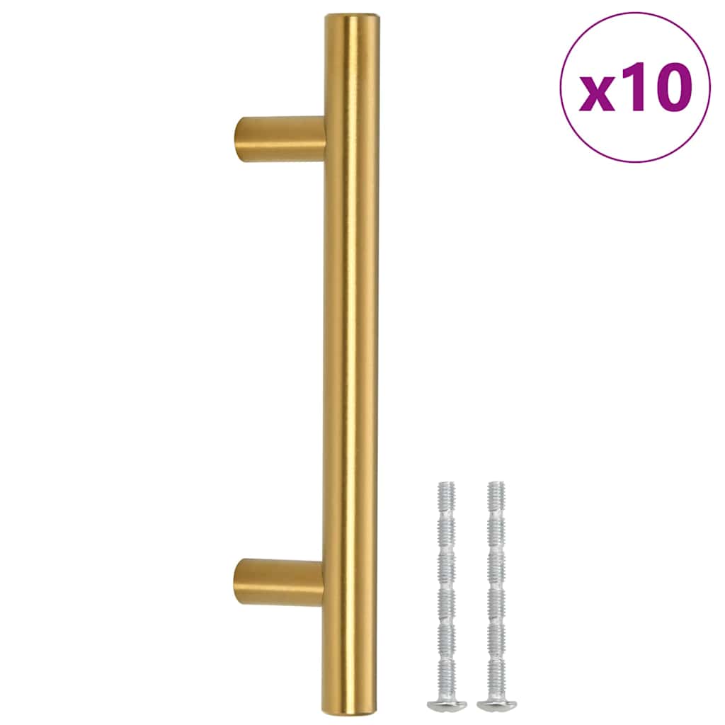 Möbelgriffe 10 Stk. Golden Lochabstand 96 mm Gesamtlänge 150 mm Edelstahl