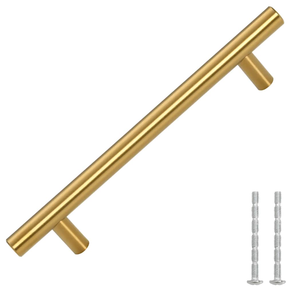 Möbelgriffe 10 Stk. Golden Lochabstand 128 mm Gesamtlänge 192 mm Edelstahl