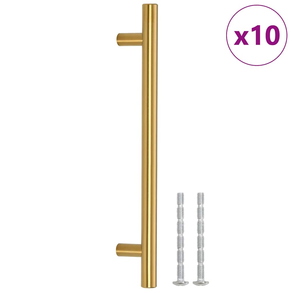Möbelgriffe 10 Stk. Golden Lochabstand 160 mm Gesamtlänge 224 mm Edelstahl