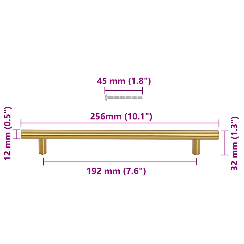 Möbelgriffe 5 Stk. Golden 192 mm Edelstahl