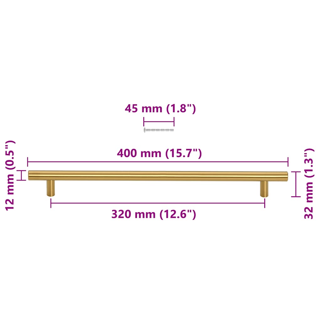 Möbelgriffe 5 Stk. Golden 320 mm Edelstahl