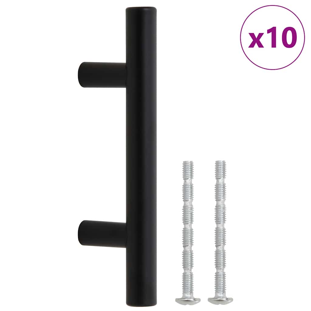Möbelgriffe 10 Stk. Schwarz Lochabstand 64 mm Gesamtlänge 100 mm Edelstahl