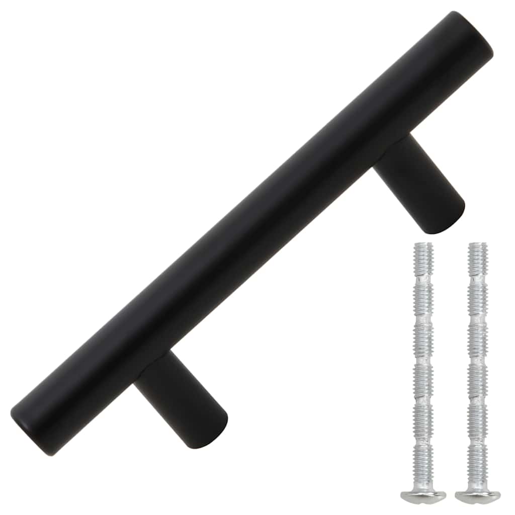 Möbelgriffe 10 Stk. Schwarz Lochabstand 64 mm Gesamtlänge 100 mm Edelstahl