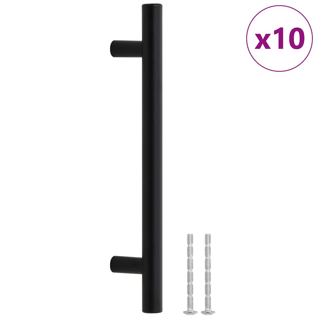 Möbelgriffe 10 Stk. Schwarz Lochabstand 128 mm Gesamtlänge 192 mm Edelstahl