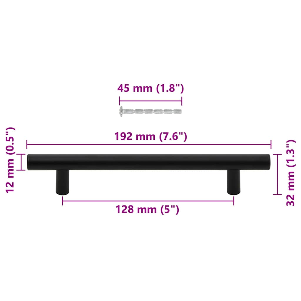 Möbelgriffe 10 Stk. Schwarz Lochabstand 128 mm Gesamtlänge 192 mm Edelstahl