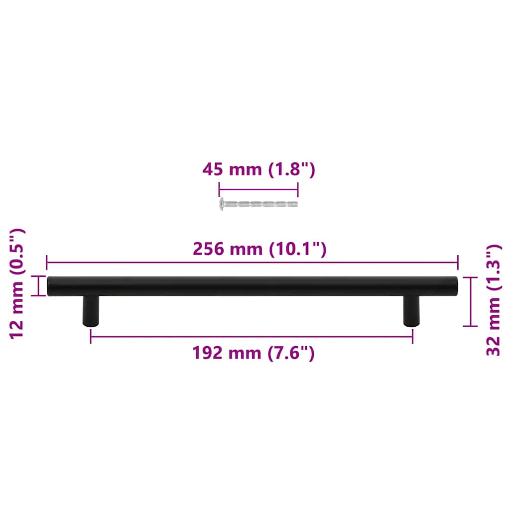 Möbelgriffe 5 Stk. Schwarz 192 mm Edelstahl