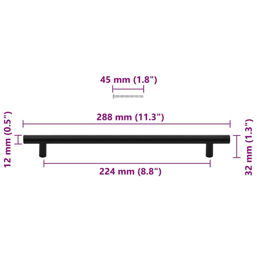 Möbelgriffe 5 Stk. Schwarz 224 mm Edelstahl