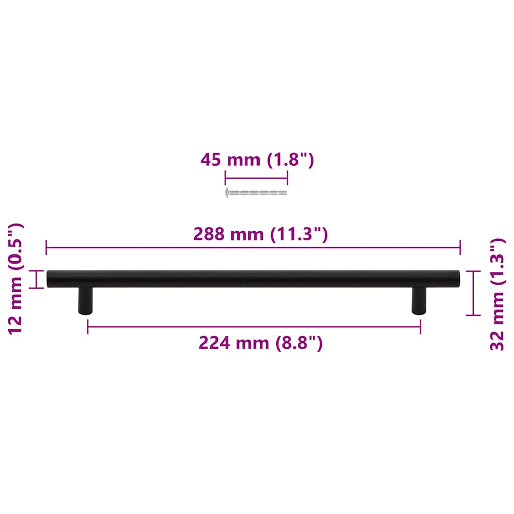 Möbelgriffe 5 Stk. Schwarz 224 mm Edelstahl