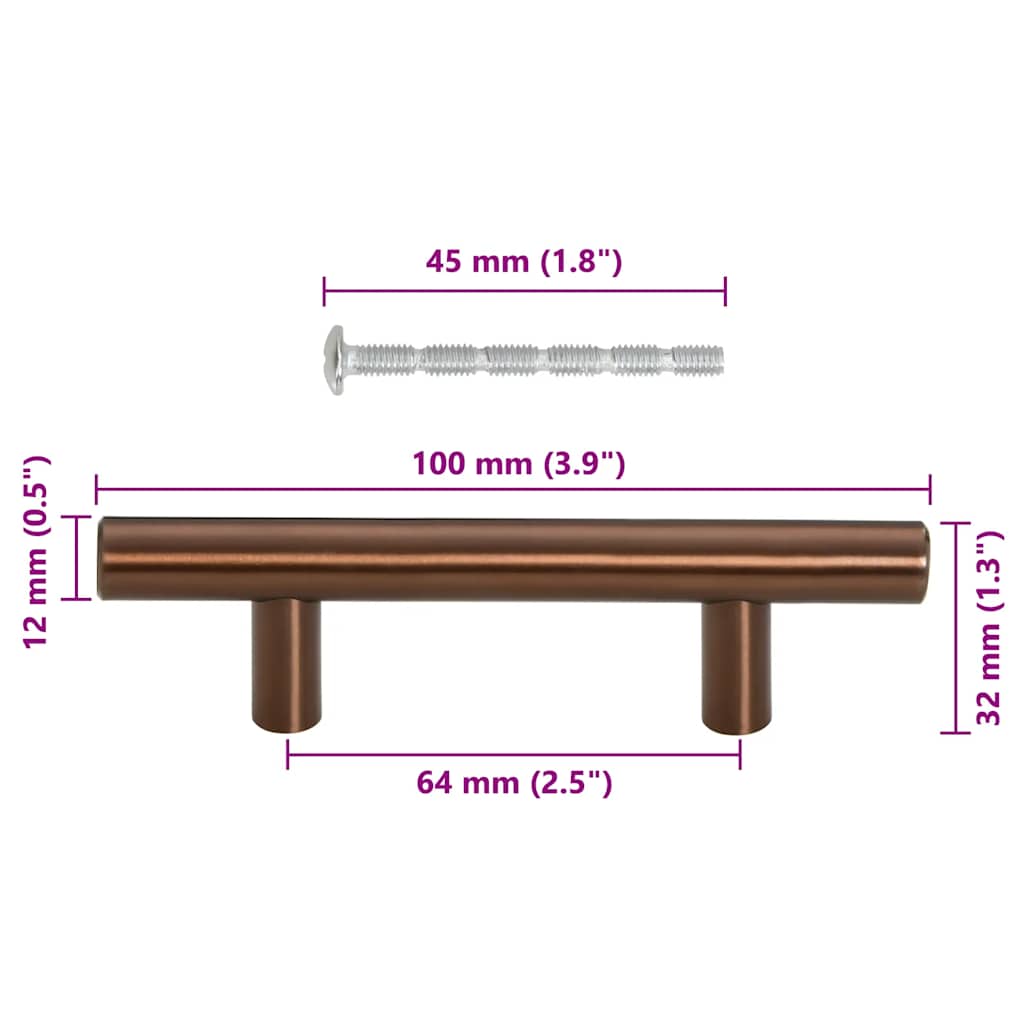 Möbelgriffe 10 Stk. Bronzen 64 mm Edelstahl
