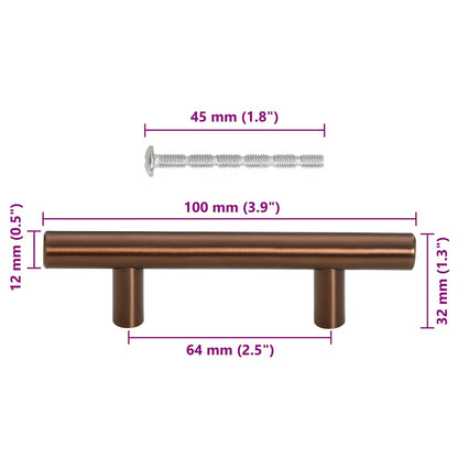 Möbelgriffe 10 Stk. Bronzen 64 mm Edelstahl
