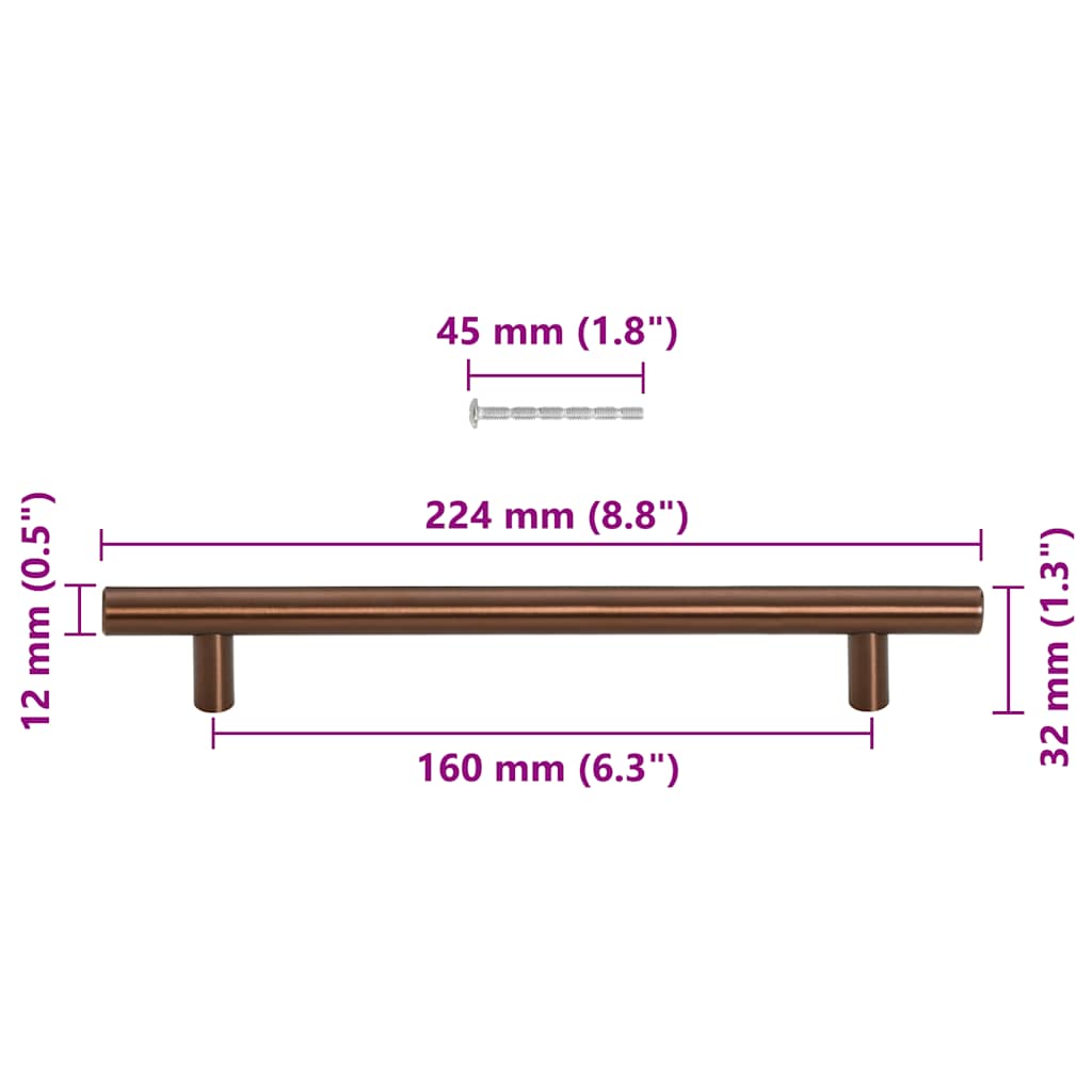 Möbelgriffe 10 Stk. Bronzen 160 mm Edelstahl