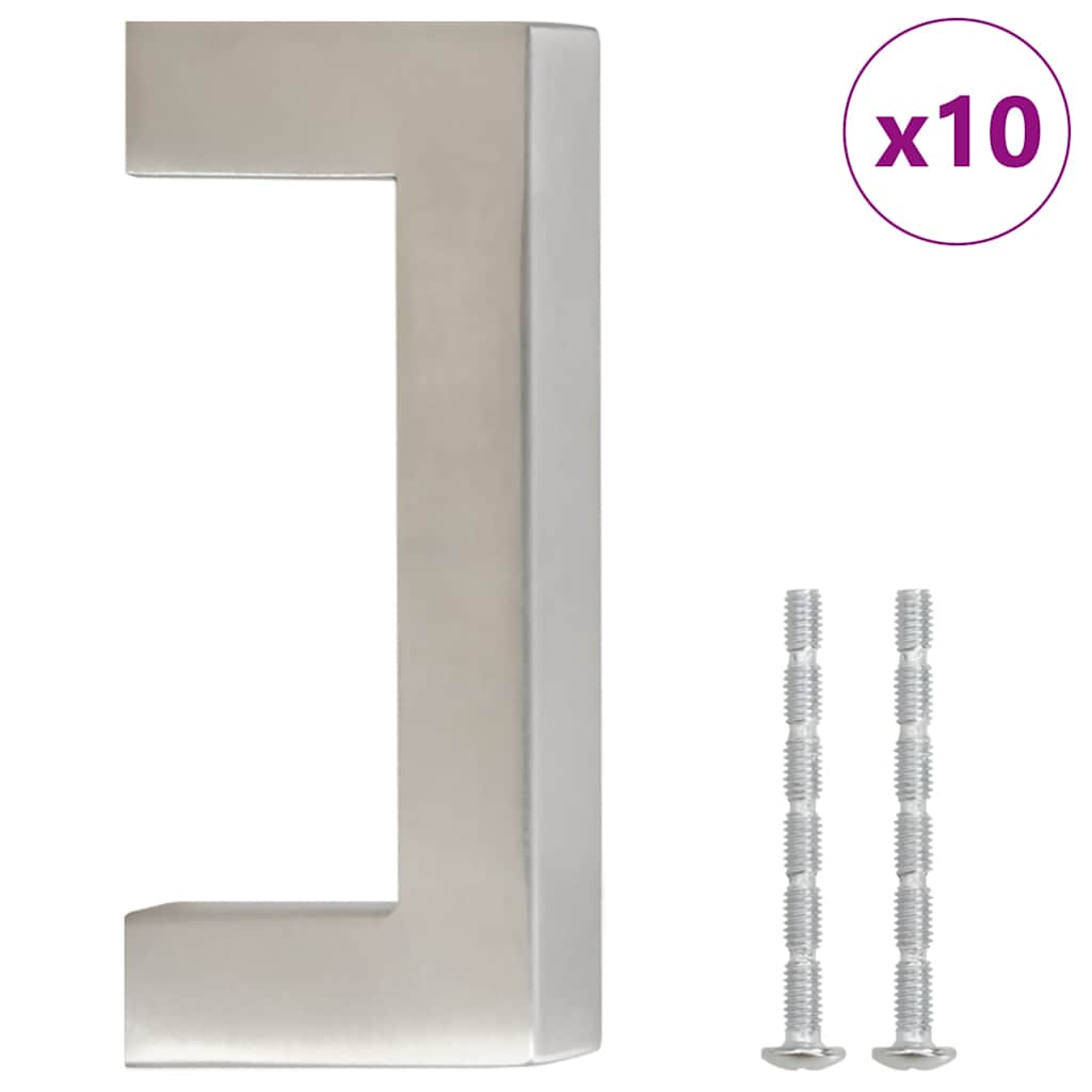 Möbelgriffe 10 Stk. Silbern 64 mm Edelstahl