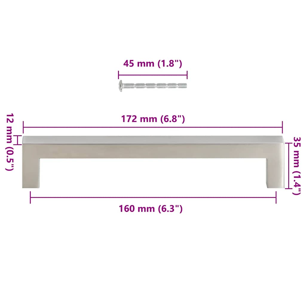Möbelgriffe 10 Stk. Silbern 160 mm Edelstahl