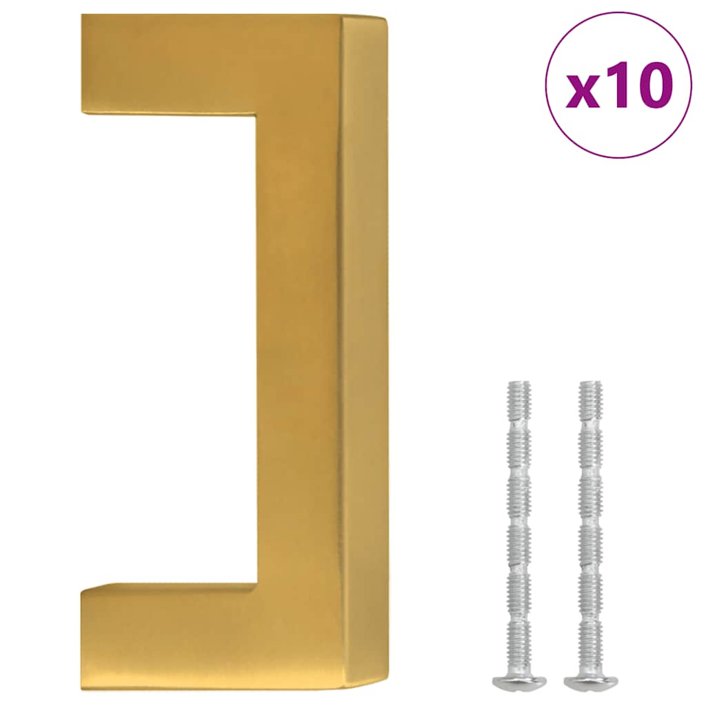 Möbelgriffe 10 Stk. Golden 64 mm Edelstahl