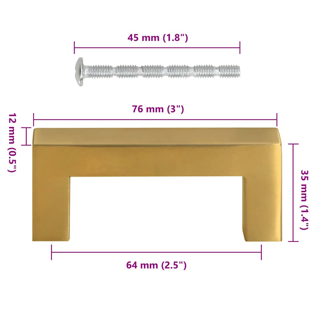 Möbelgriffe 10 Stk. Golden 64 mm Edelstahl