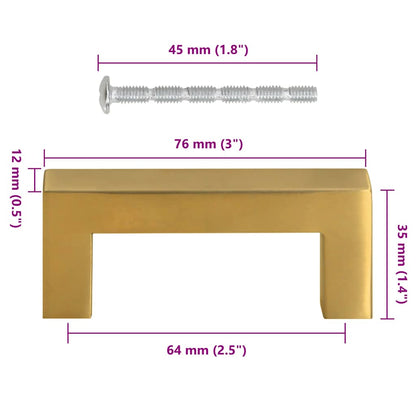 Möbelgriffe 10 Stk. Golden 64 mm Edelstahl