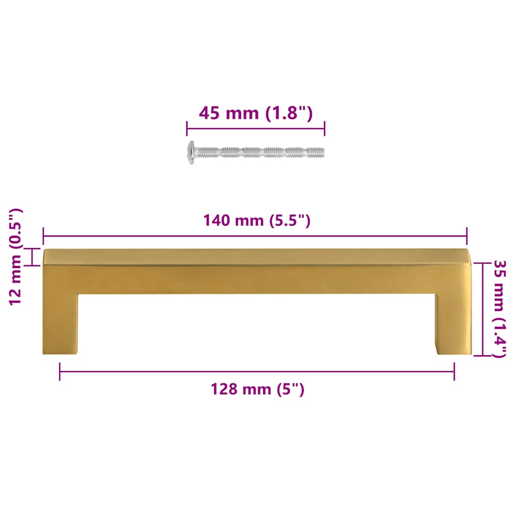 Möbelgriffe 10 Stk. Golden 128 mm Edelstahl