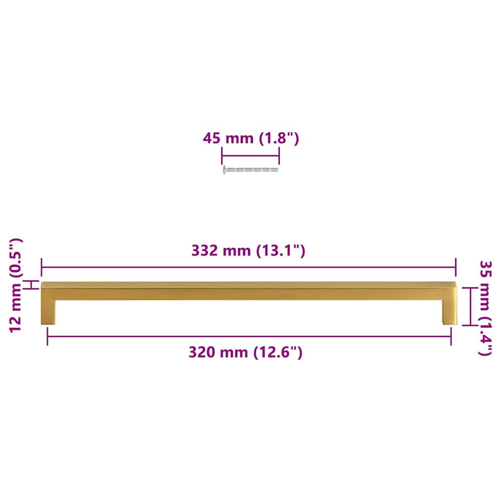 Möbelgriffe 5 Stk. Golden 320 mm Edelstahl