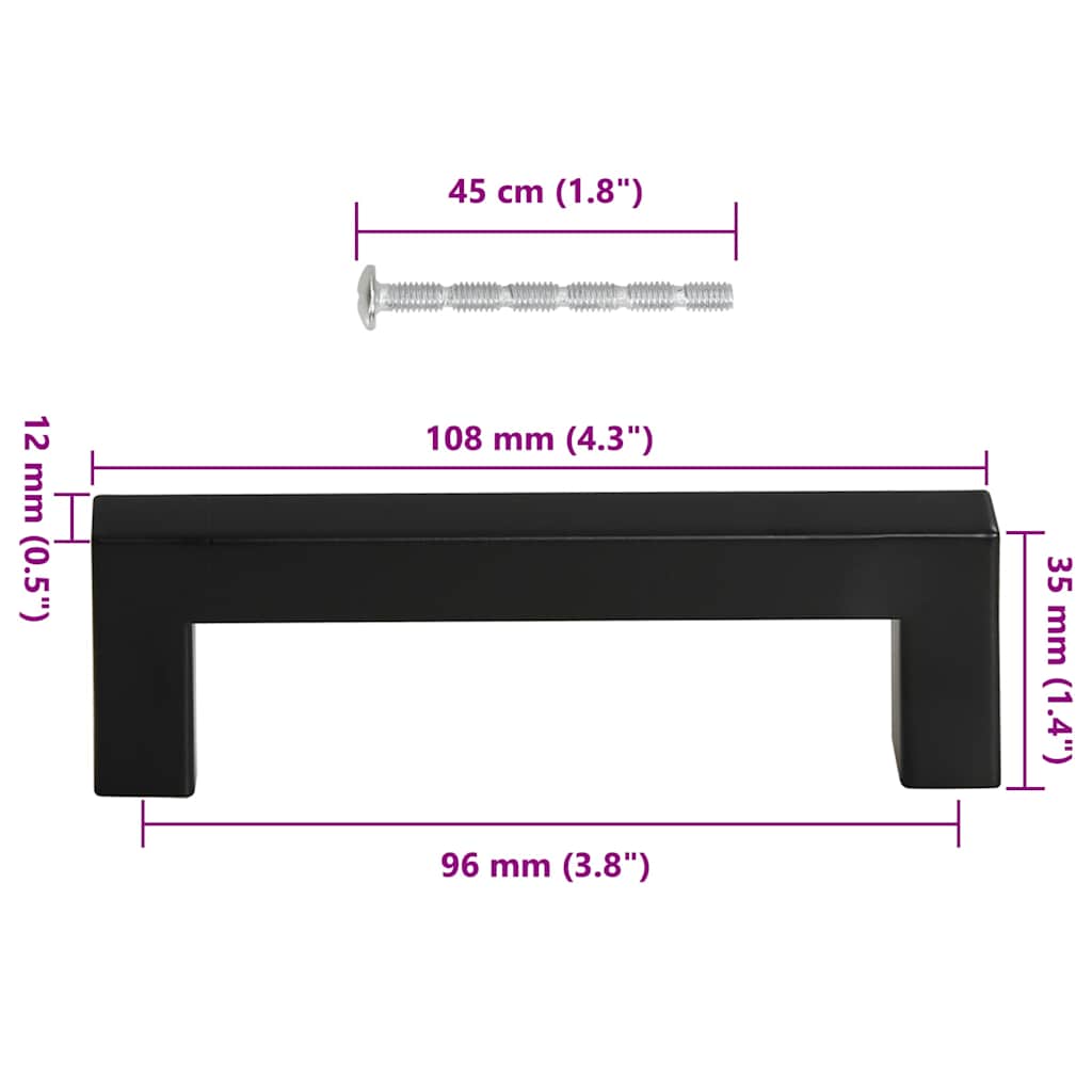 Möbelgriffe 10 Stk. Schwarz 96 mm Edelstahl