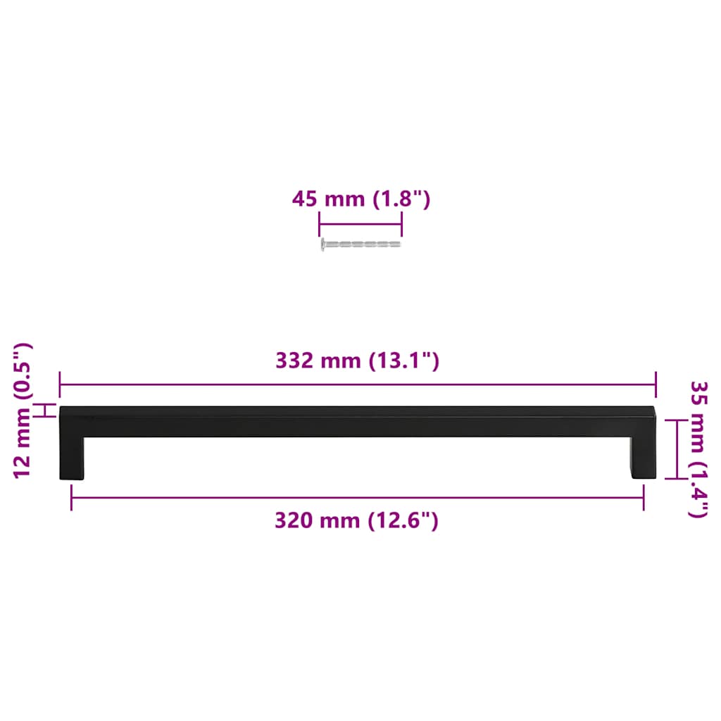 Möbelgriffe 5 Stk. Schwarz 320 mm Edelstahl