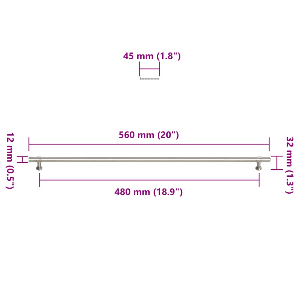 Möbelgriffe 5 Stk. Silbern 480 mm Edelstahl