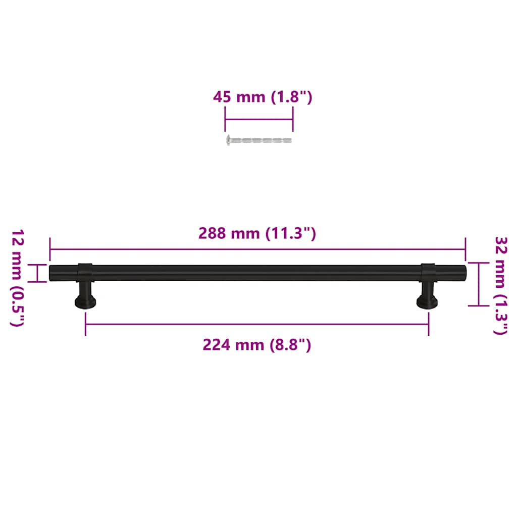 Möbelgriffe 5 Stk. Schwarz 224 mm Edelstahl