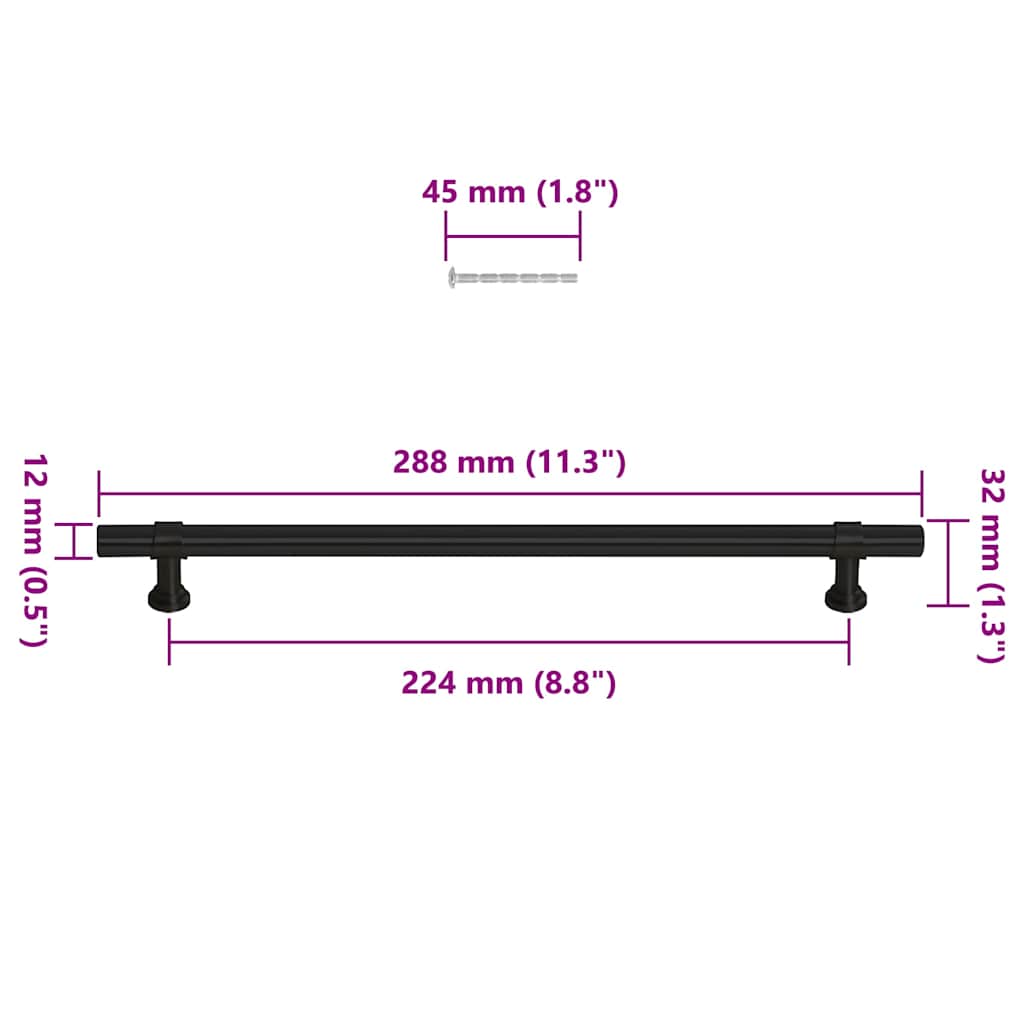 Möbelgriffe 5 Stk. Schwarz 224 mm Edelstahl