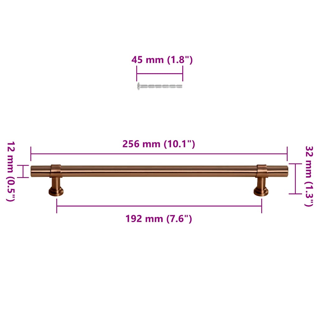 Möbelgriffe 5 Stk. Bronzen 192 mm Edelstahl