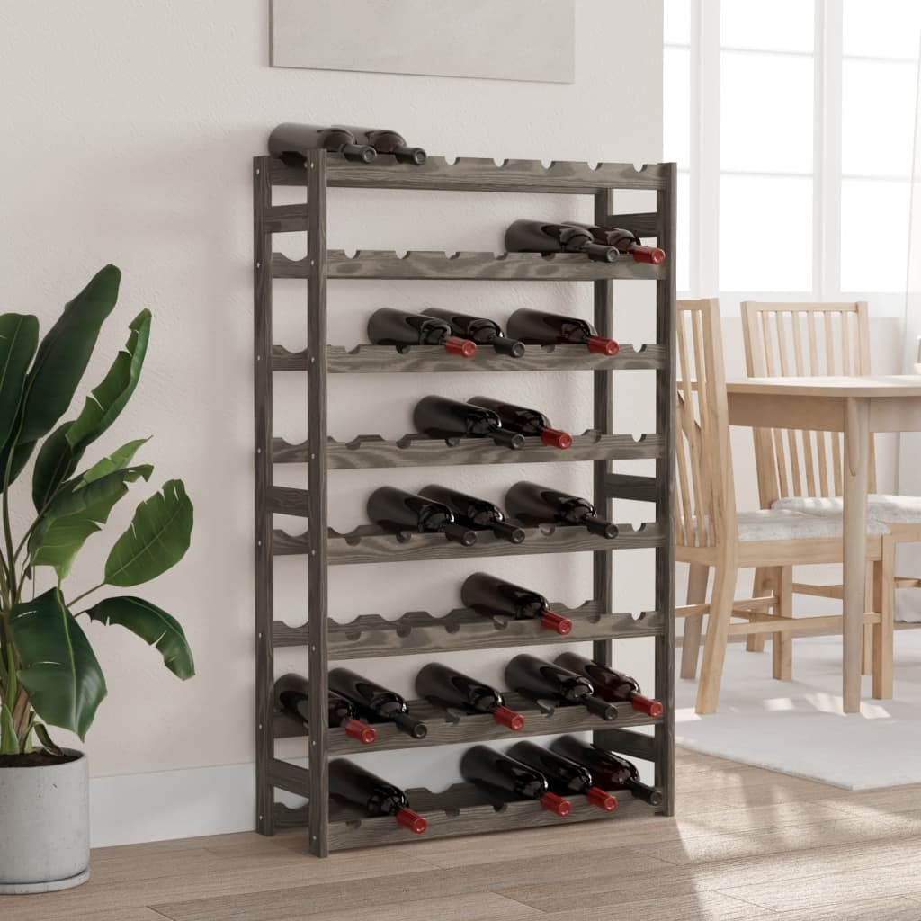 Casier à vin pour 56 bouteilles en bois de pin massif gris