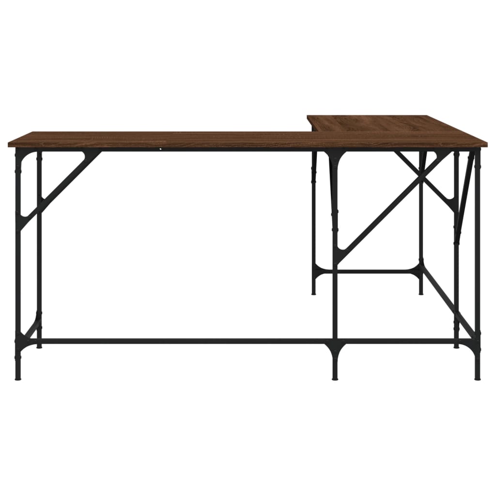 Bureau aspect chêne marron 149x149x75 cm matériau bois