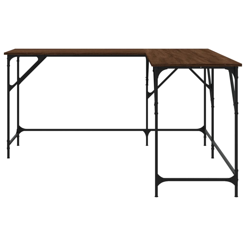 Bureau aspect chêne marron 149x149x75 cm matériau bois