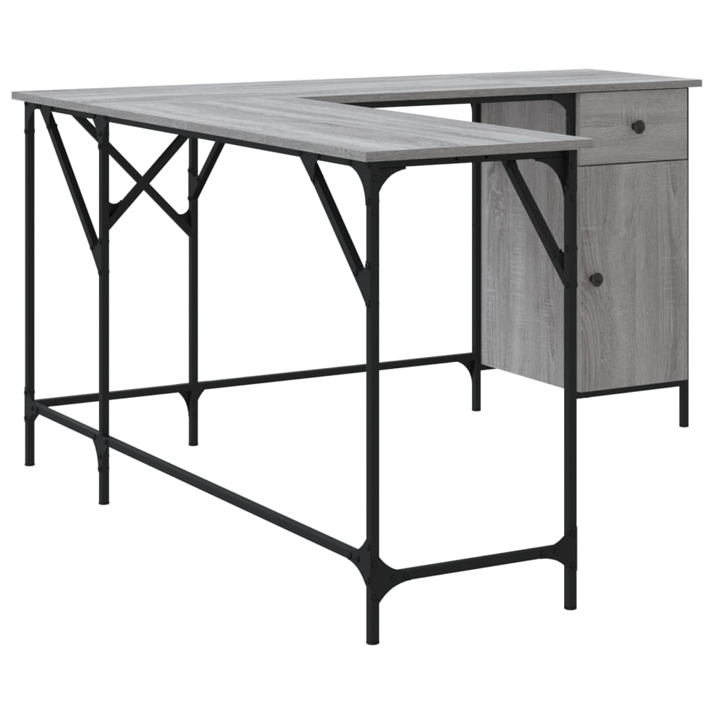 Bureau Sonoma gris 141x141x75 cm matériau bois