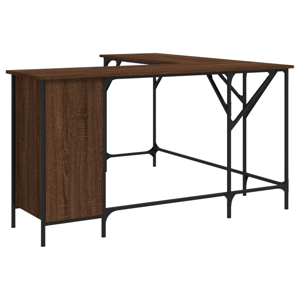 Bureau aspect chêne marron 141x141x75 cm matériau bois