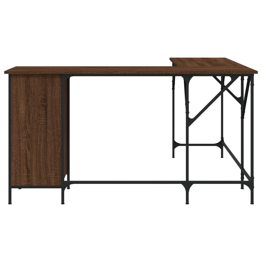 Bureau aspect chêne marron 141x141x75 cm matériau bois