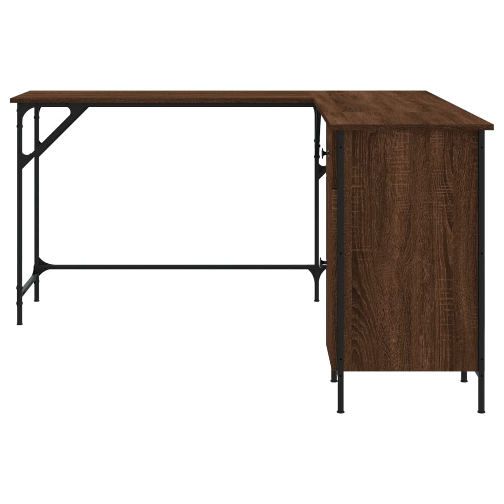 Bureau aspect chêne marron 141x141x75 cm matériau bois