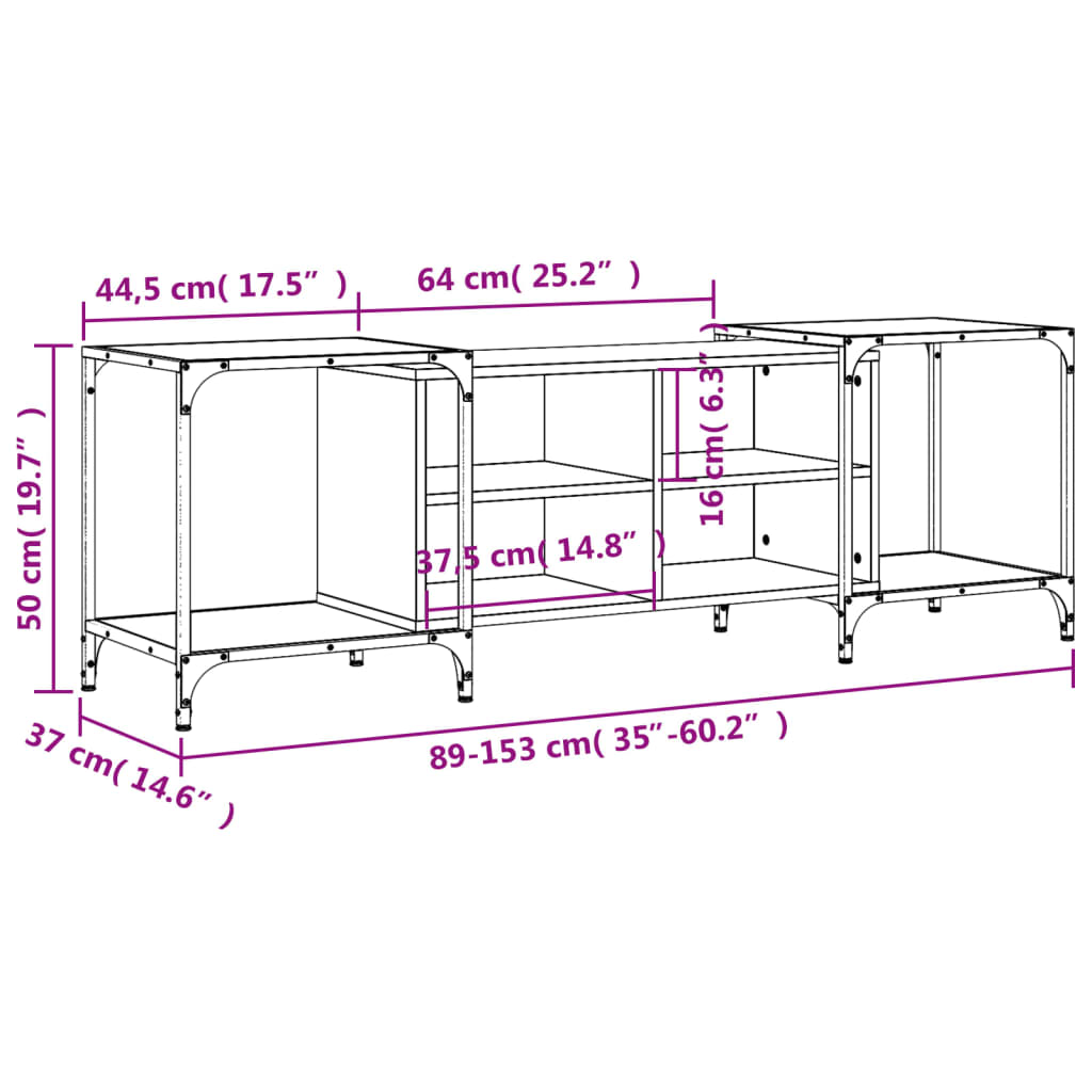 Meuble TV chêne Sonoma 153x37x50 cm matériau bois