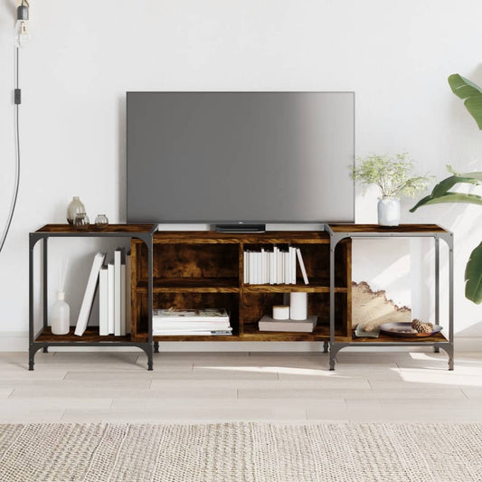 Meuble TV chêne fumé 153x37x50 cm matériau bois
