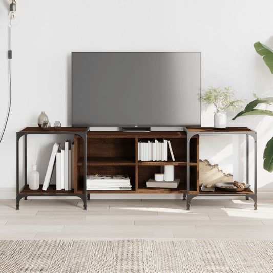 Meuble TV aspect chêne marron 153x37x50 cm en bois