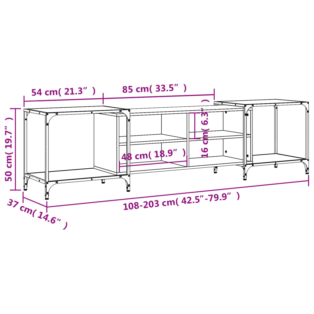 Meuble TV chêne Sonoma 203x37x50 cm matériau bois