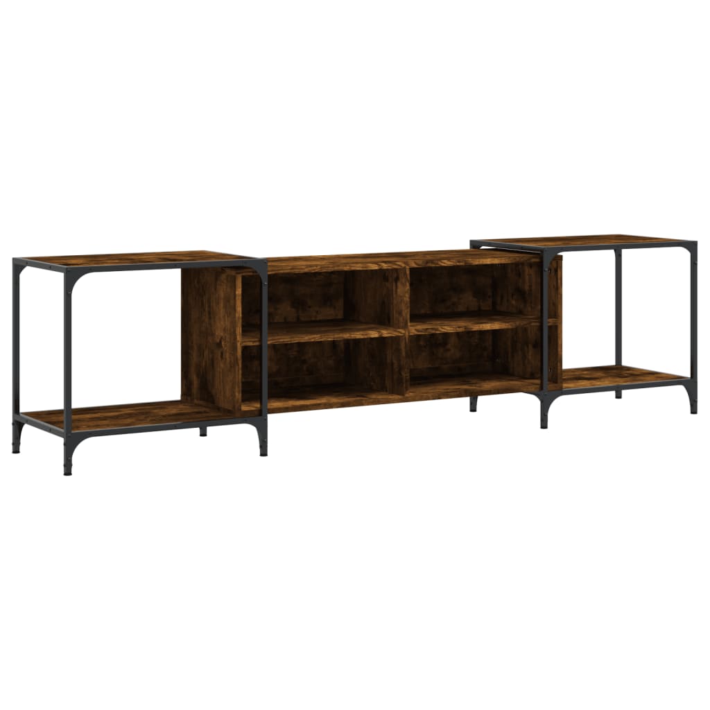 Meuble TV chêne fumé 203x37x50 cm matériau bois