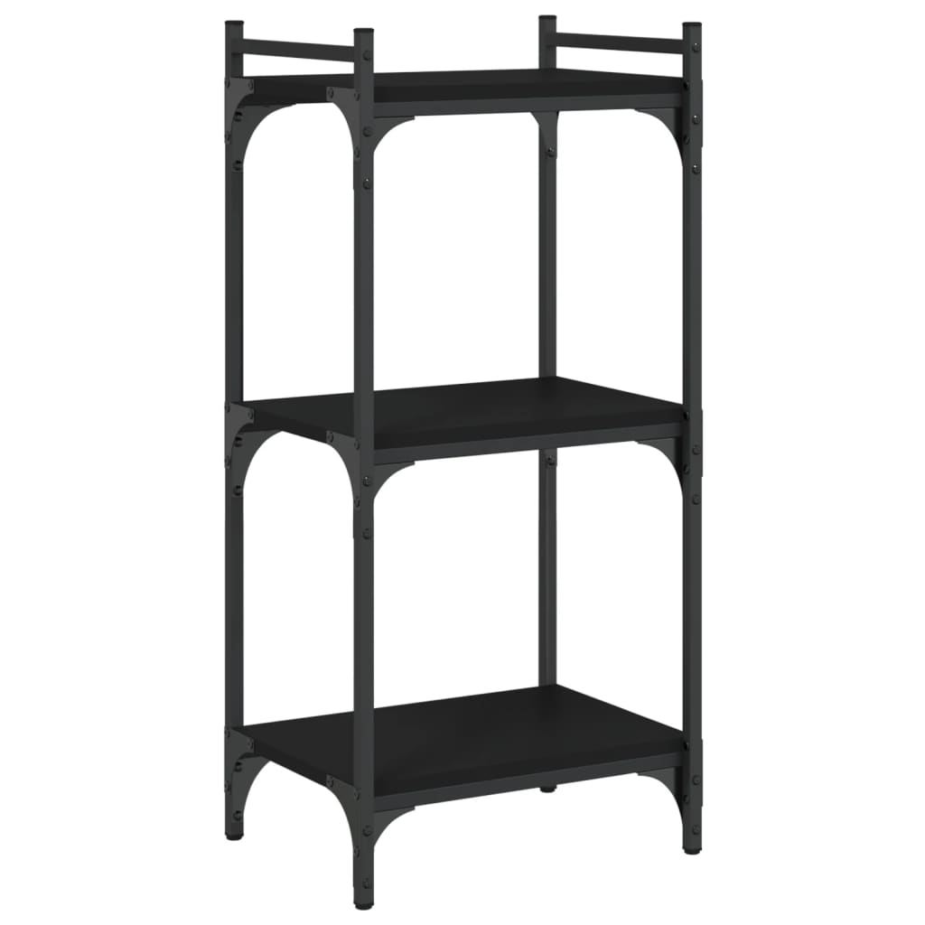 Bibliothèque 3 étagères noir 40x30x86 cm matière bois