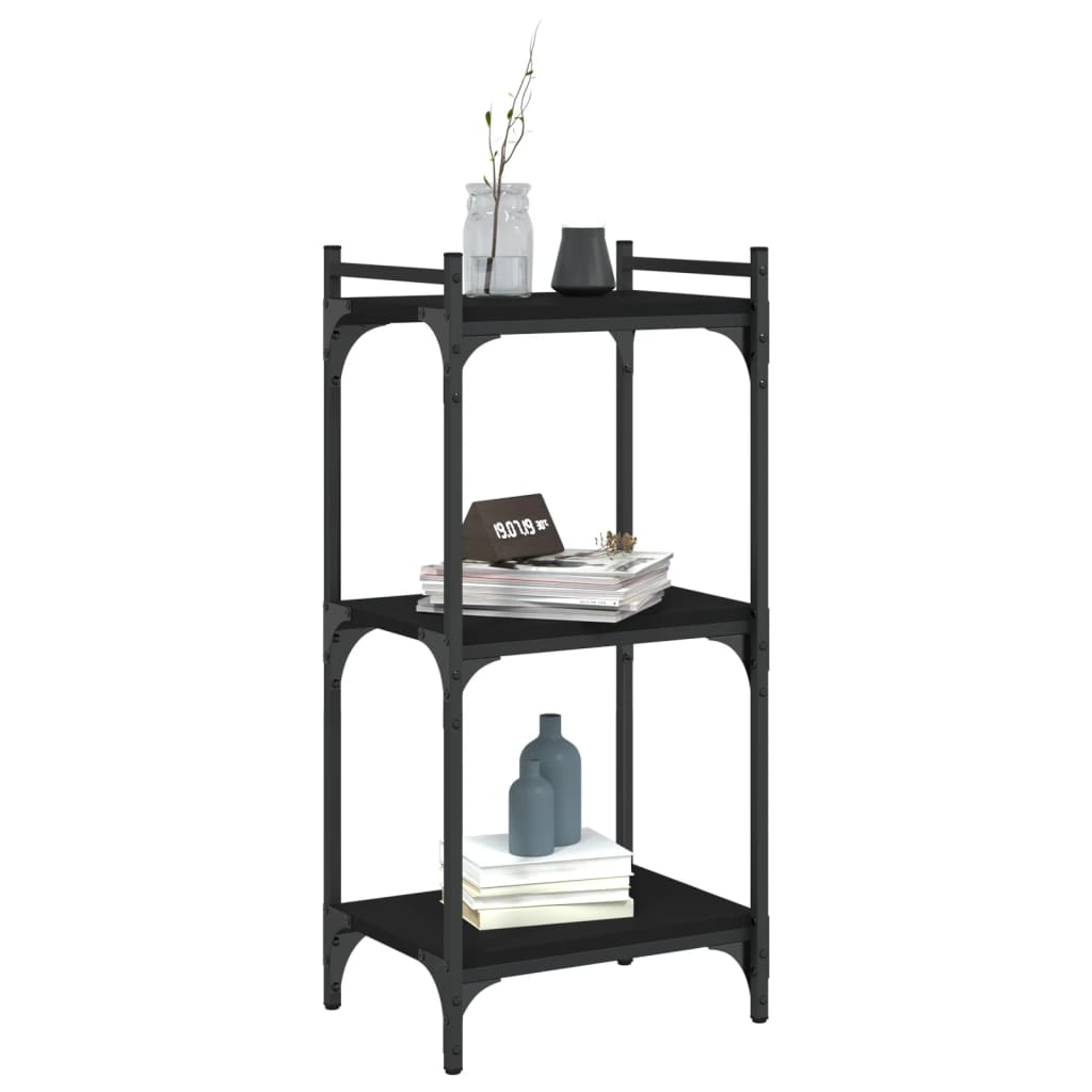 Bibliothèque 3 étagères noir 40x30x86 cm matière bois