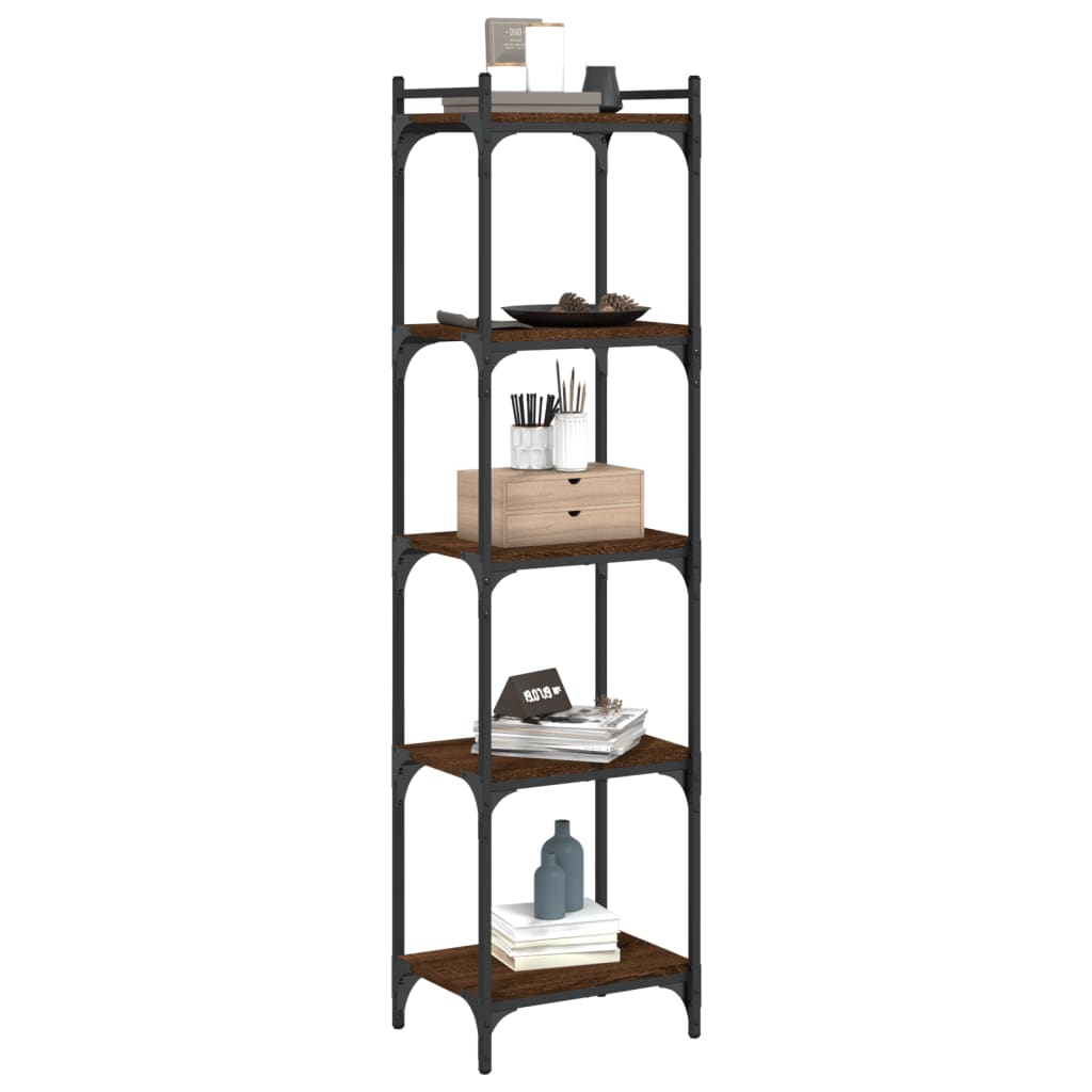 Bücherregal 5 Böden Braun Eiche-Optik 40x30x154cm Holzwerkstoff