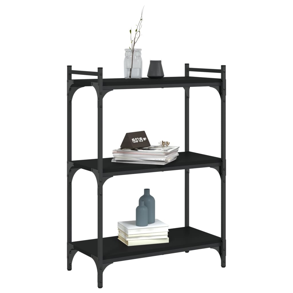 Bibliothèque 3 étagères noir 60x30x86 cm matière bois