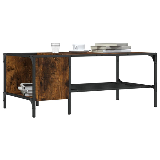 Coffee table with shelf smoked oak 100x51x40 cm wood material