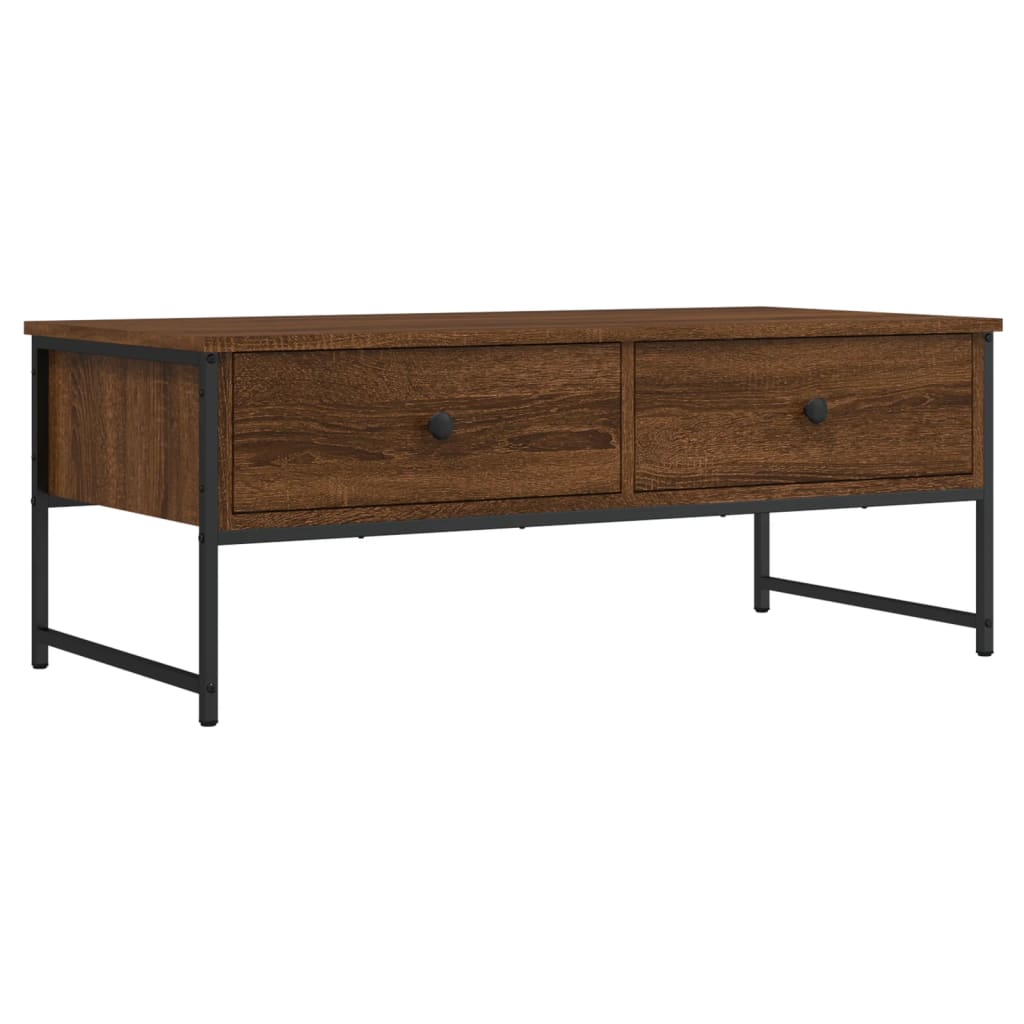 Table basse aspect chêne marron 101x49x39,5 cm en bois