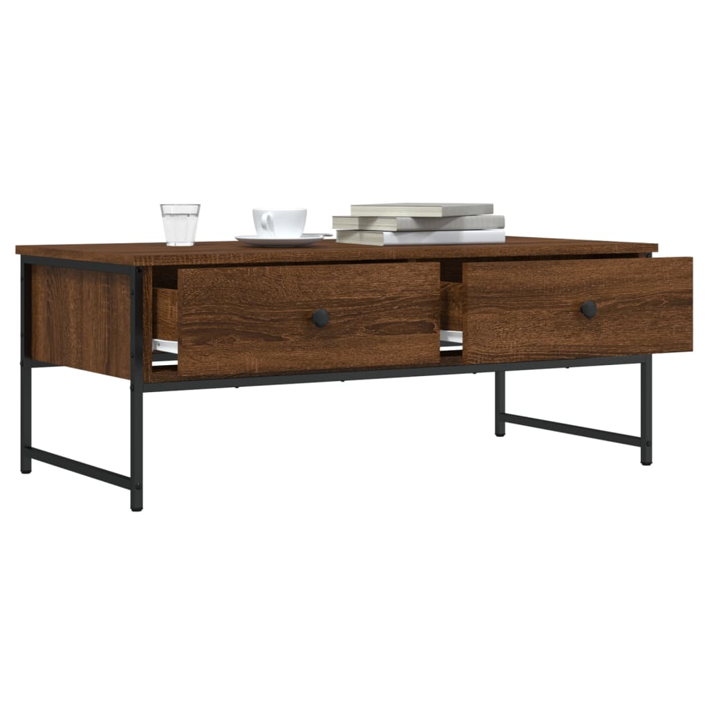 Table basse aspect chêne marron 101x49x39,5 cm en bois